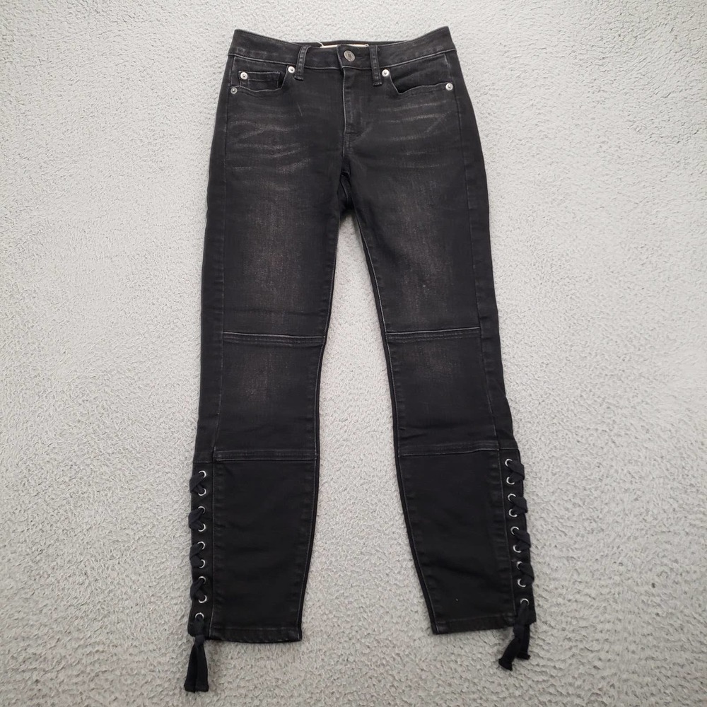GAP Jeans Womens‎ 24P Petite Black Curvy Trye Skinny Corset Ankle Distressed